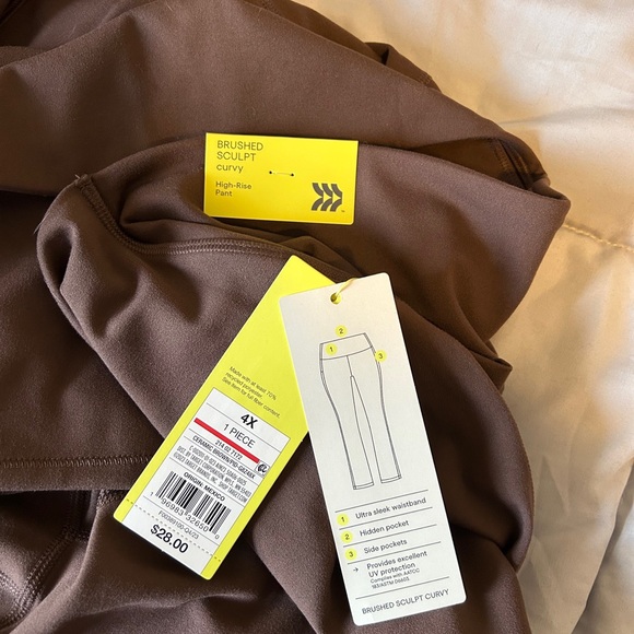 All In Motion Brown Straight Leg Active Pants NWT 4X - Picture 4 of 6